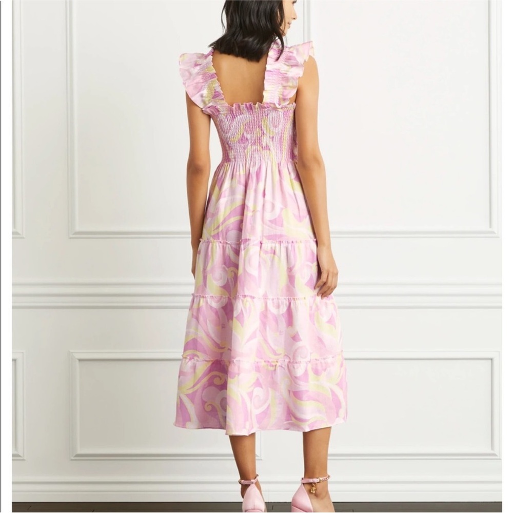 Hill House Home NWT Nap Dress Kaleidoscope Smocked Linen Midi Dress Size 2xl - Picture 3 of 13